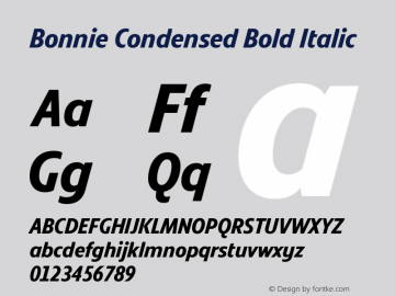 Bonnie Condensed Bold Italic Version 1.400图片样张
