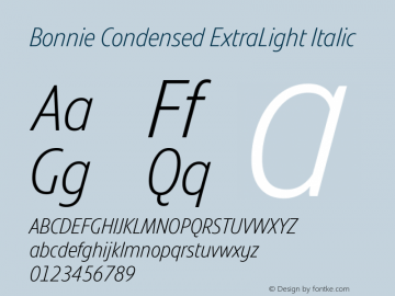 Bonnie Condensed ExtraLight Italic Version 1.400图片样张