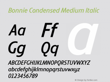 Bonnie Condensed Medium Italic Version 1.400图片样张