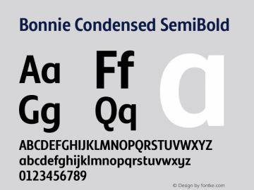 Bonnie Condensed SemiBold Version 1.400图片样张