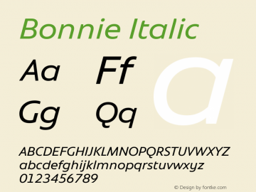 Bonnie Italic Version 1.400图片样张