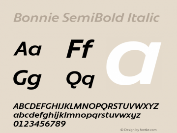 Bonnie SemiBold Italic Version 1.400图片样张