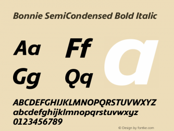 Bonnie SemiCondensed Bold Italic Version 1.400图片样张