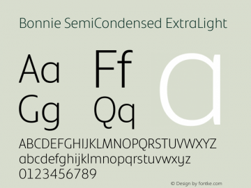 Bonnie SemiCondensed ExtraLight Version 1.400图片样张