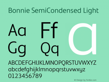 Bonnie SemiCondensed Light Version 1.400图片样张