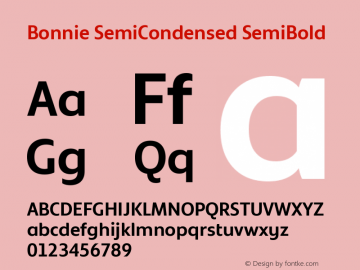 Bonnie SemiCondensed SemiBold Version 1.400图片样张