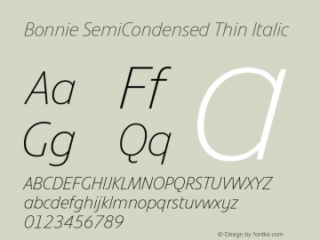 Bonnie SemiCondensed Thin Italic Version 1.400图片样张