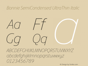 Bonnie SemiCondensed UltraThin Italic Version 1.400图片样张