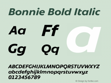 Bonnie Bold Italic Version 1.400图片样张