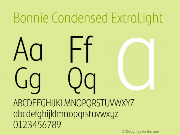 Bonnie Condensed ExtraLight Version 1.400图片样张