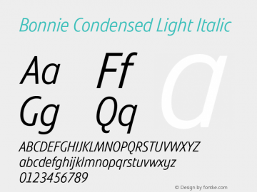 Bonnie Condensed Light Italic Version 1.400图片样张