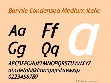 Bonnie Condensed Medium Italic Version 1.400图片样张