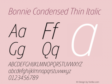 Bonnie Condensed Thin Italic Version 1.400图片样张