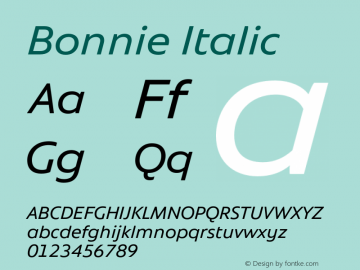 Bonnie Italic Version 1.400图片样张