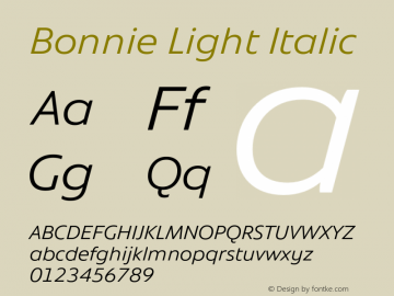 Bonnie Light Italic Version 1.400图片样张