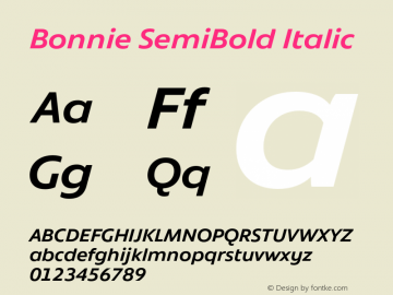 Bonnie SemiBold Italic Version 1.400图片样张