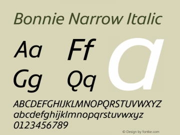 Bonnie Narrow Italic Version 1.400图片样张