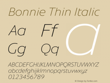 Bonnie Thin Italic Version 1.400图片样张