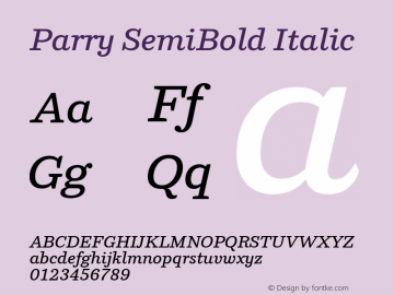 Parry SemiBold Italic Version 2.001图片样张