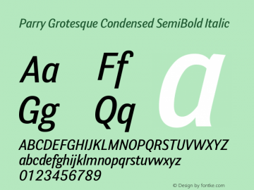 Parry Grotesque Condensed SemiBold Italic Version 1.200图片样张