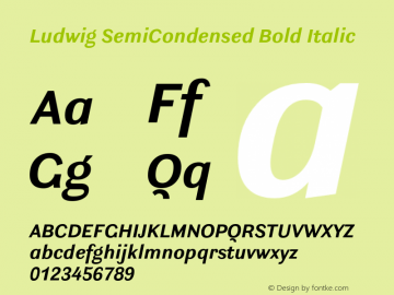Ludwig SemiCondensed Bold Italic Version 3.001图片样张