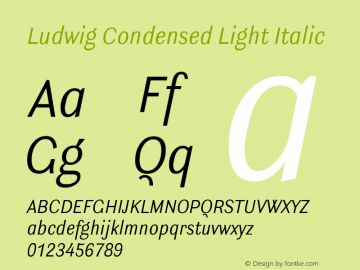 Ludwig Condensed Light Italic Version 3.001图片样张