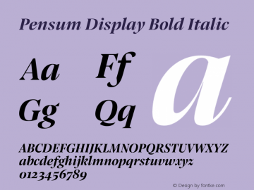 Pensum Display Bold Italic Version 1.000;PS 1.0;hotconv 1.0.88;makeotf.lib2.5.647800图片样张