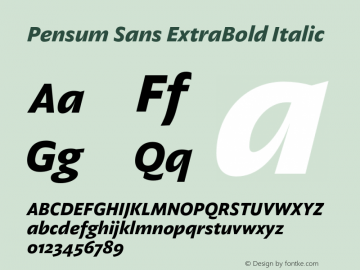 Pensum Sans ExtraBold Italic Version 1.000;PS 1.0;hotconv 1.0.88;makeotf.lib2.5.647800图片样张