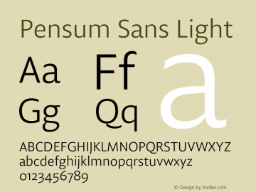 Pensum Sans Light Version 1.000;PS 1.0;hotconv 1.0.88;makeotf.lib2.5.647800图片样张