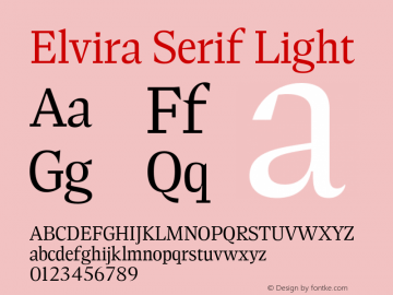 Elvira Serif Light Version 1.000图片样张