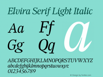 Elvira Serif Light Italic Version 1.000图片样张