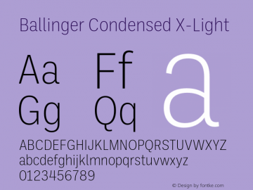 Ballinger Condensed X-Light Version 1.100;hotconv 1.0.109;makeotfexe 2.5.65596图片样张
