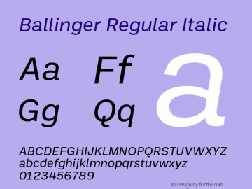 Ballinger Regular Italic Version 1.550;hotconv 1.0.109;makeotfexe 2.5.65596图片样张