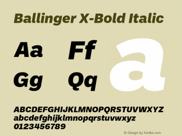 Ballinger X-Bold Italic Version 1.550;hotconv 1.0.109;makeotfexe 2.5.65596图片样张