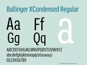 Ballinger XCondensed Regular Version 1.100;hotconv 1.0.109;makeotfexe 2.5.65596图片样张