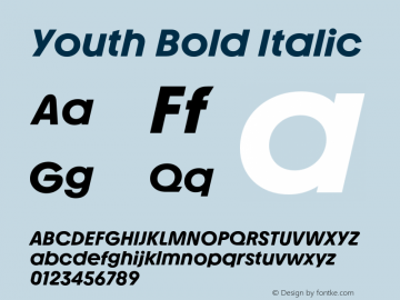 Youth Bold Italic Version 1.000图片样张