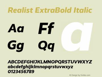 Realist ExtraBold Italic Version 2.204图片样张