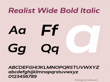 Realist Wide Bold Italic Version 2.204;hotconv 1.0.109;makeotfexe 2.5.65596图片样张