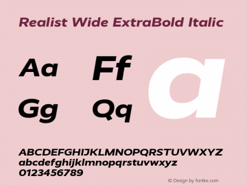 Realist Wide ExtraBold Italic Version 2.204;hotconv 1.0.109;makeotfexe 2.5.65596图片样张