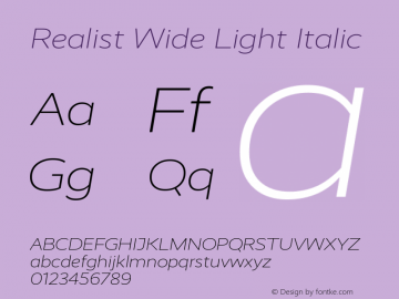 Realist Wide Light Italic Version 2.204;hotconv 1.0.109;makeotfexe 2.5.65596图片样张