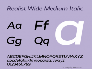 Realist Wide Medium Italic Version 2.204;hotconv 1.0.109;makeotfexe 2.5.65596图片样张