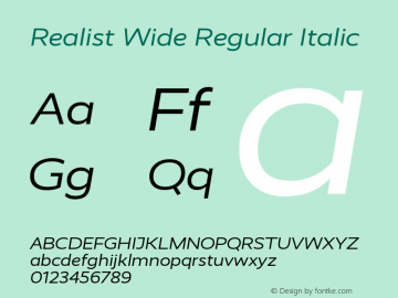 Realist Wide Regular Italic Version 2.204;hotconv 1.0.109;makeotfexe 2.5.65596图片样张