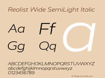 Realist Wide SemiLight Italic Version 2.204;hotconv 1.0.109;makeotfexe 2.5.65596图片样张
