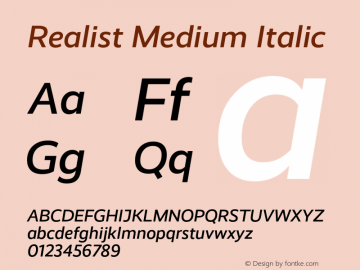 Realist-MediumItalic Version 2.204图片样张