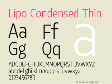 Lipo Condensed Thin Version 1.000;Glyphs 3.1.2 (3151)图片样张