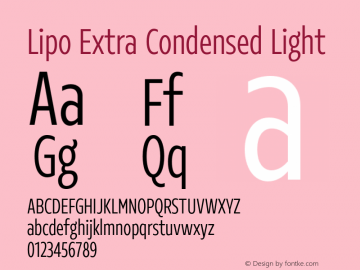 Lipo Extra Condensed Light Version 1.000;Glyphs 3.1.2 (3151)图片样张