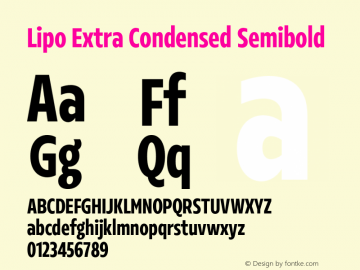 Lipo Extra Condensed Semibold Version 1.000;Glyphs 3.1.2 (3151)图片样张