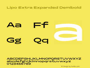 Lipo Extra Expanded Demibold Version 1.000;Glyphs 3.1.2 (3151)图片样张