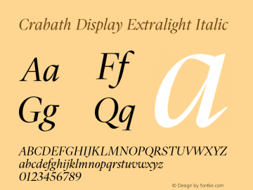 Crabath Display Extralight Italic Version 1.283;FEAKit 1.0图片样张