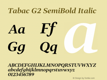 TabacG2SemiBold-Italic Version 2.000图片样张